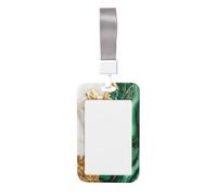 Porta badge in plastica rigida con motivo astratto, color oro, giada smeraldo, per infermieri e ufficio