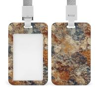 Porta badge in plastica rigida con motivo astratto granito, custodia protettiva per nome, porta carte d'identità, carte di credito e chiavi di prossimità