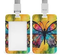 Porta badge in plastica rigida, motivo farfalla, tie-dye, custodia protettiva per nome, porta carte d'identità, carte di credito e chiavi di prossimità
