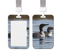 Porta badge in plastica trasparente Porta badge con uccelli Loon Birds Porta badge verticale Protezione per badge impermeabile con cordino Porta carte per nome per lavoro ufficio infermiere medico