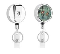 Porta badge in stile cinese a forma di anatra mandarina, retrattile, con bobina per badge da infermiera, resistente, in metallo, con corda di nylon da 68,1 cm, etichette divertenti per nome, per