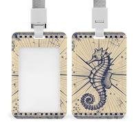 Porta badge in stile nautico antico con cordino, cordino staccabile, protezione verticale per carte d'identità, porta badge multiuso per ufficio, insegnante, infermiera