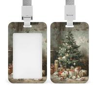 Porta badge in stile vintage a forma di albero di Natale, con clip retrattile, porta carte di credito, targhetta per nome, per lavoro, ufficio, dottore, infermiere