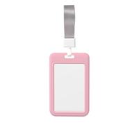 Porta badge in tinta unita rosa. Porta badge scorrevole con cordino, custodia per carta d'identità stampata