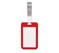 Porta badge in tinta unita rosso. Porta badge scorrevole con cordino, custodia per carta d'identità stampata