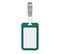 Porta badge in tinta unita, verde scuro. Porta badge scorrevole con cordino, custodia per carta d'identità stampata