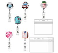 Porta Badge Infermiere Medico Retrattile Bobina Clip Portabadge Badge Holder Nurse Infermiere Accessori Regalo per Infermiere Dottore Insegnanti Studenti (Blu&Rosa)