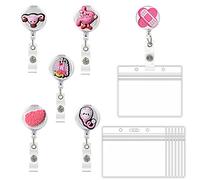 Porta Badge Infermiere Medico Retrattile Bobina Clip Portabadge Badge Holder Nurse Infermiere Accessori Regalo per Infermiere Dottore Insegnanti Studenti (Rosa)