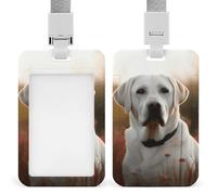 Porta badge labrador bianco in plastica rigida, custodia protettiva per nome, chiavi, carte d'identità, carte di credito e chiavi di prossimità