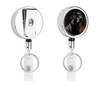 Porta badge labrador nero con bobina retrattile, clip per badge in acciaio inox, resistente, per lavoro, infermieri, insegnanti e sicurezza