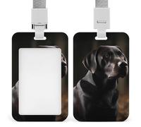 Porta badge labrador nero con cordino staccabile, protezione verticale in plastica resistente, porta badge per insegnanti, infermieri, ufficiali, personale di sicurezza