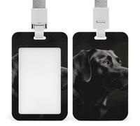 Porta badge labrador nero scorrevole porta badge verticale protezione badge per cordino impermeabile porta targhetta nome custodia per dottore, insegnante, infermiera