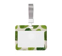 Porta badge minimalista astratto verde con gnocchi di riso scorrevole in plastica dura porta carte di lavoro per infermieri ufficio