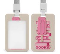 Porta badge minimalista con clip retrattile, per documenti d'identità, stile retrò, rosa, vintage, per lavoro, ufficio, dottore, infermiere