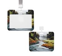 Porta badge multicolore con fiumi della natura con cordino staccabile, in plastica, impermeabile, per lavoro, ufficio, infermiera, dottore, insegnante