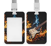 Porta badge musicale a forma di chitarra elettrica, con cordino staccabile, design impermeabile, per ufficio, posto di lavoro