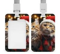 Porta badge natalizio a forma di gatto carino con clip per badge con cordino verticale, custodia protettiva per lavoro, ufficio, infermiera, insegnante di medicina, donne