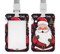 Porta badge natalizio con Babbo Natale, con cordino staccabile, design impermeabile, per ufficio, posto di lavoro