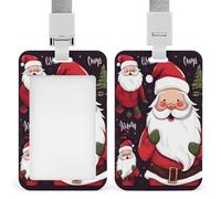 Porta badge natalizio con Babbo Natale, verticale, con cordino, resistente, resistente, porta badge, porta badge impermeabile, per infermiere, ufficiali, insegnanti, sicurezza S