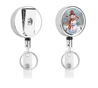 Porta badge natalizio con pupazzo di neve e uccellini con bobina retrattile, clip in acciaio inox, resistente porta badge per lavoro, infermiere, insegnanti e sicurezza
