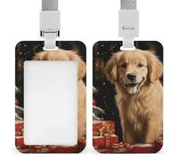 Porta badge natalizio Golden Retriever Porta badge scorrevole Porta badge verticale Protezione per cordino Impermeabile Nome Tag Holder Name Card Sleeve per Medico Insegnante Infermiera