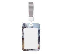 Porta badge natalizio invernale con cordino verticale in plastica rigida con finestra trasparente, custodia impermeabile per badge da lavoro, custodia protettiva alla moda per donne e uomini