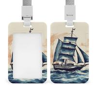 Porta badge nautico a forma di barca a vela con cordino, cordino staccabile, protezione verticale per carte d'identità, porta badge multiuso per ufficio, insegnanti, infermieri