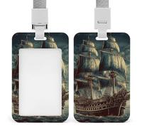 Porta badge nautico vintage a forma di nave pirata in plastica rigida, custodia protettiva per carte d'identità da ufficio, carte di credito e chiavi di prossimità