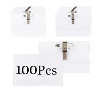 Porta badge nominativi, badge con spillo, porta badge in plastica trasparente, impermeabile, per ufficio, scuola, conferenze (90 x 56 mm) (100)