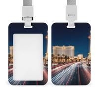 Porta badge notturno di Las Vegas, con cordini, retrattile, verticale, in plastica, porta badge identificativo, porta nome, portachiavi, custodia per insegnanti, infermiere, dottori, ufficio, regalo