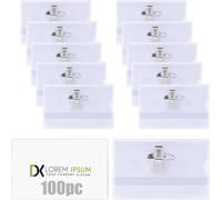Porta Badge Orizzontale Clip, 100Pcs Porta Badge in Plastica Trasparente, Targhe