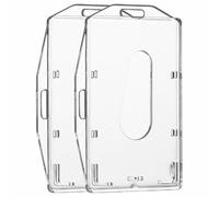 Porta badge orizzontale e verticale, 2 pezzi, trasparente, porta badge o badge per cordini, porta badge per ufficio, scuola