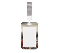 Porta badge Parigi con cordino verticale in plastica rigida con finestra trasparente, custodia impermeabile per badge da lavoro alla moda, per donne e uomini