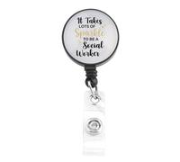 Porta badge per assistente sociale, clip retrattile, regalo di apprezzamento per assistenti sociali, regalo di laurea MSW, bobina per badge volontario (2581 badge per assistente sociale)