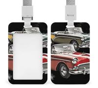Porta badge per auto classiche roadsters vecchio stile con cordino staccabile, impermeabile, protezione verticale per carte d'identità, porta badge per infermiere, insegnanti, ufficio, donne e uomini