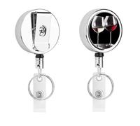 Porta badge per bicchieri da vino rosso, con cordino retrattile e clip a coccodrillo girevole a 360°, resistente in acciaio inox, porta badge, per infermieri, ufficio, insegnanti, professionisti della