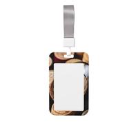 Porta badge per bottiglie di vino vintage, porta badge scorrevole, verticale, in plastica, per donne e uomini, con cordino, custodia per badge da lavoro, per ufficio