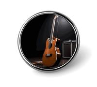 Porta badge per chitarra e strumento musicale, distintivo rotondo personalizzato con immagine, spilla in lega di alluminio, spilla squisita, spille con bottoni alla moda, spille decorative per vestiti