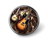 Porta badge per chitarra musicale, distintivo rotondo personalizzato con immagine, spilla in lega di alluminio, spilla squisita, spille con bottoni alla moda, spille decorative per vestiti