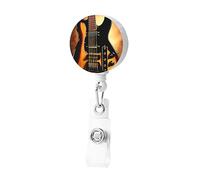 Porta badge per chitarra strumentale, retrattile, con clip, porta badge, carino, porta carte d'identità, per donne e uomini