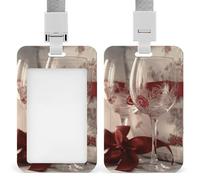Porta badge per due bicchieri di vino, impermeabile, staccabile, con cordino, porta carte d'identità in plastica, per donne, uomini, infermiere, dottori, forniture per ufficio