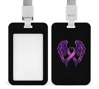 Porta badge per insegnanti, infermieri e dottori, motivo: ali d'angelo, con cordino per la sensibilizzazione sul cancro al seno, con cordino