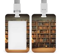 Porta badge per libreria retrò resistente, impermeabile, verticale, con cordino staccabile, con finestra trasparente, porta targhette, regalo per infermiere, dottori, insegnanti, ufficio, donne e