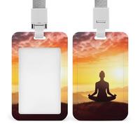Porta badge per meditazione yoga, porta badge con cordino staccabile, design impermeabile per ufficio, posto di lavoro