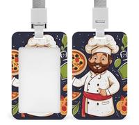 Porta badge per pizza da chef resistente, impermeabile, verticale, con cordino staccabile, con finestrella trasparente, ideale come regalo per infermiere, dottori, insegnanti, ufficio, donne e uomini