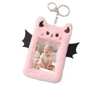 Porta badge per portafoto, custodia in peluche per portafoto, portafoto del diavolo, simpatico portachiavi per portafoto, portafoto per ragazzi, protezione per carte di credito, custodia per portafoto