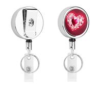 Porta badge per San Valentino, con cordino retrattile e clip a coccodrillo girevole a 360°, resistente, in acciaio inox, porta badge per infermieri, ufficio, insegnanti, sicurezza professionale