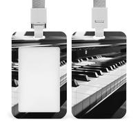 Porta badge per tastiera pianoforte nero bianco porta badge scorrevole protezione verticale badge badge per cordino impermeabile porta nome custodia per carta per dottore, insegnante, infermiera