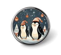 Porta badge pinguini di Buon Natale, distintivo rotondo personalizzato con immagine, spilla in lega di alluminio, spilla squisita, spille con bottoni alla moda, spille decorative per vestiti