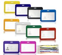 Porta Badge Plastica, 10 Pezzi DI Carte D'identità Titolare Orientamento Orizzontale, Porta Badge In Plastica Porta Badg, Porta Badge con Cordino, Badge e Portabadge per Carta di Ufficio ID